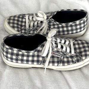 Superga Blue Gingham Sneakers! Great for Summer Minimalist Style! Size 10